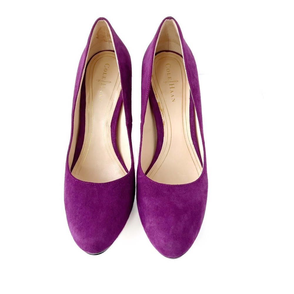 Cole Haan Nike Air Pumps, Chelsea Suede Heels Shoes, Purple, Size 6.5